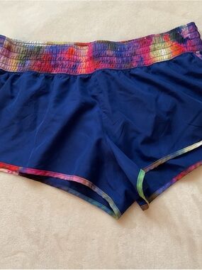 SO Navy Blue Lounge Shorts with Multicolor Tie-Dye Trim